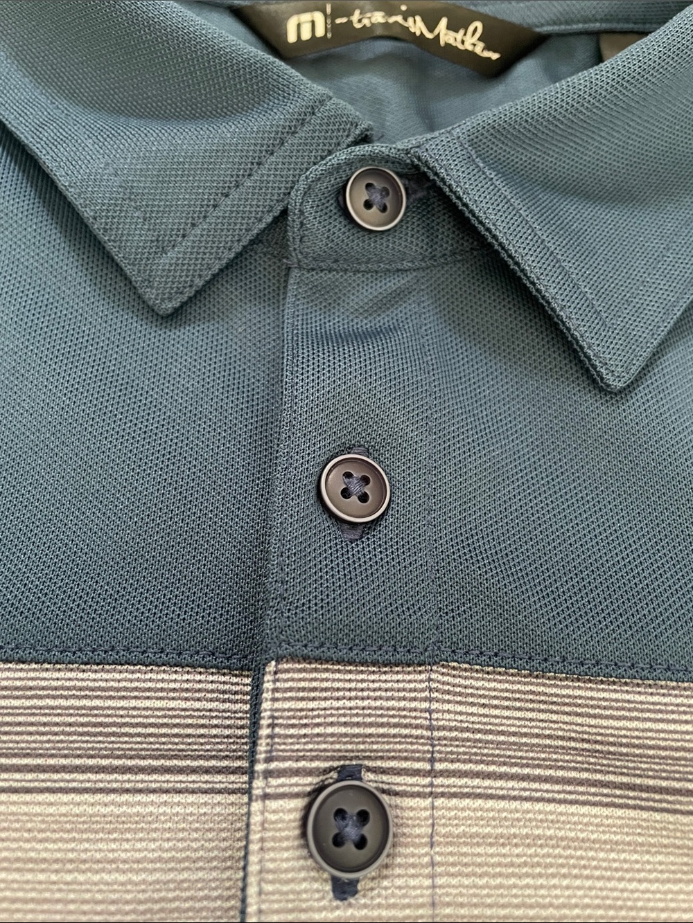 Travis Mathew Two-Tone Performance Polo in Teal and Gray